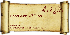 Landherr Ákos névjegykártya